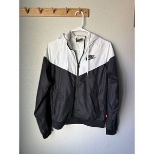 Nike Sportswear Windrunner Jacket Womens XS Black White Full Zip Hooded